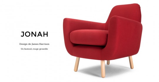 Fauteuil rétro futuriste rouge Jonah