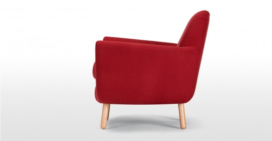 Fauteuil rouge Jonah de profil