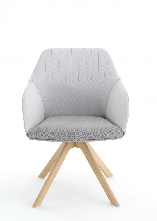 Fauteuil Ease en tissu gris et piètement bois (Arco)