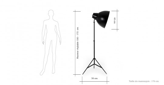 Dimensions du lampadaire Studio de Made.com