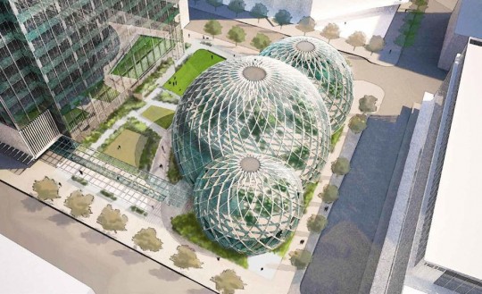 Les 3 sphères de verre du nouveau siège d'Amazon à Seattle