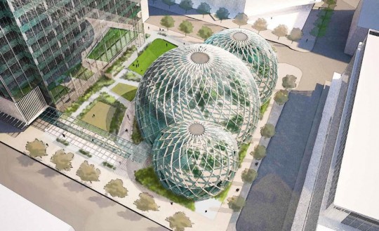 Les 3 sphères de verre du nouveau siège d'Amazon à  Seattle