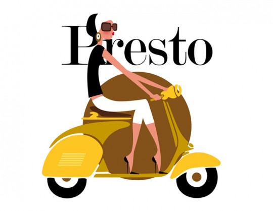 Tableau rétro avec une Vespa Signorina by Qora & Shaï