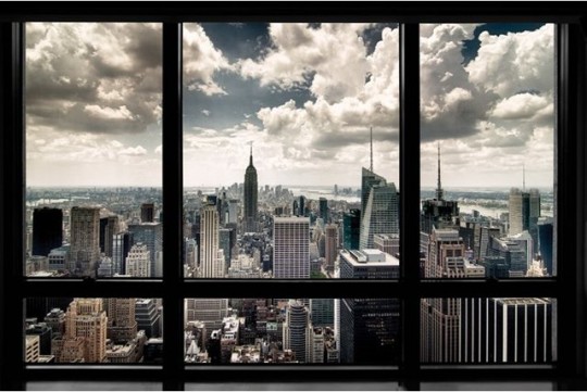 Poster vue sur la skyline de New-York (trompe-l'oeil)