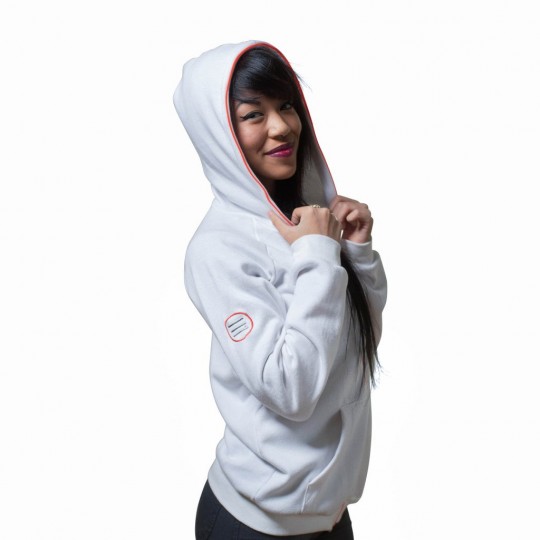 Sweatshirt femme blanc avec néon rose