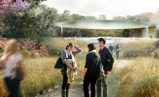 Apple Campus Cupertino au milieu des champs