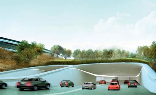 Apple Campus Cupertino - entrée du parking souterrain