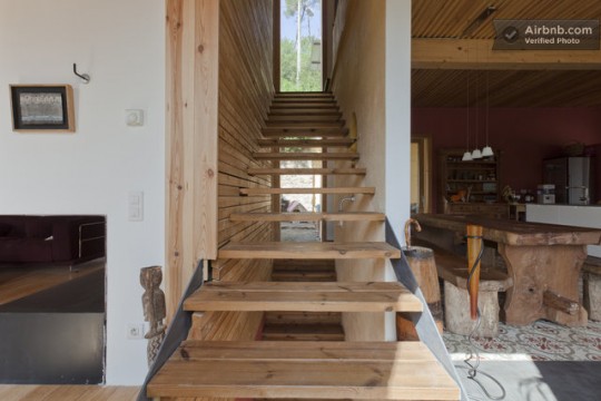 Maison du 19ème siècle - escalier en bois contemporain sans contre-marches