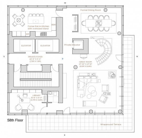 Appartement Rupert Murdoch Manhattan -plan de l'appartement