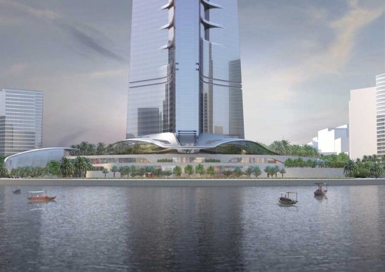 Kingdom Tower - lac autour de la plus haute tour du monde