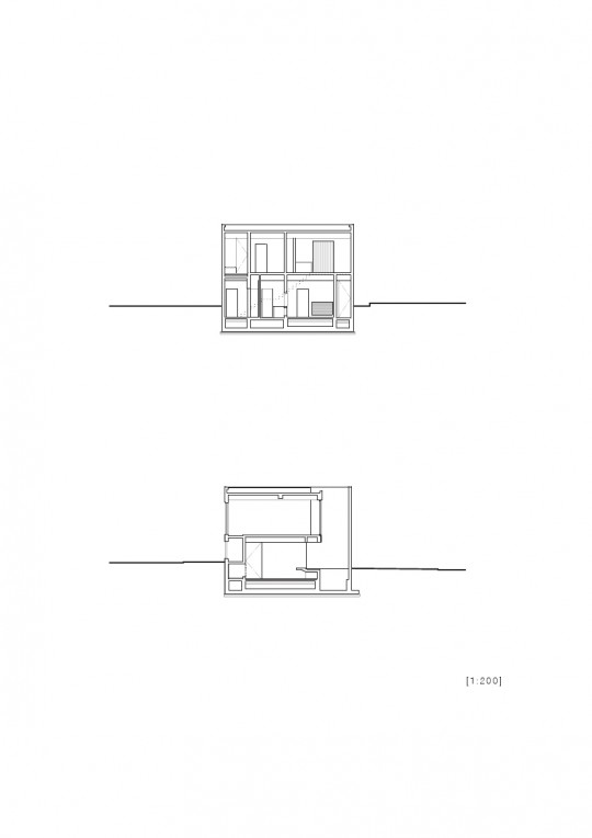 Maison sans fenêtres - plan de coupe