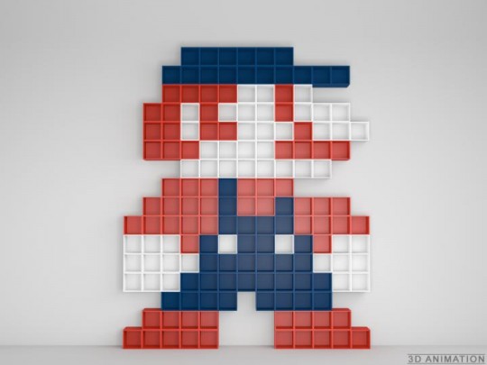 Etagères murales style pixellisé Super Mario