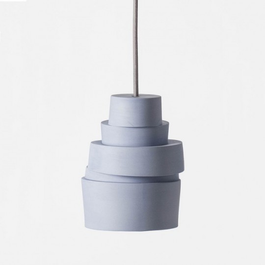 Stacked lamp - Suspension en porcelaine bleue design
