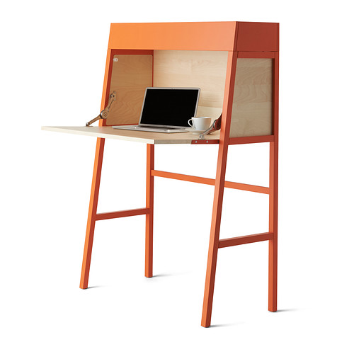 Petit bureau secrétaire Ikea PS Orange ouvert