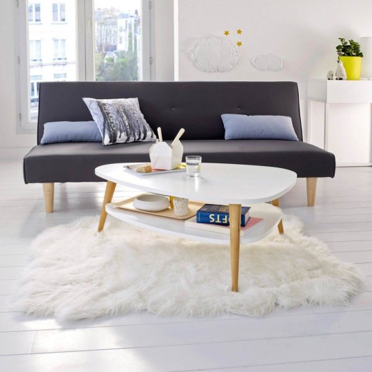 Table basse vintage avec 2 plateaux