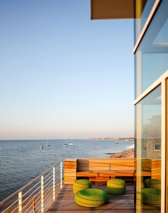 Maison en verre à Fair Harbor Long Island New-York - terrasse vue panoramique sur la mer