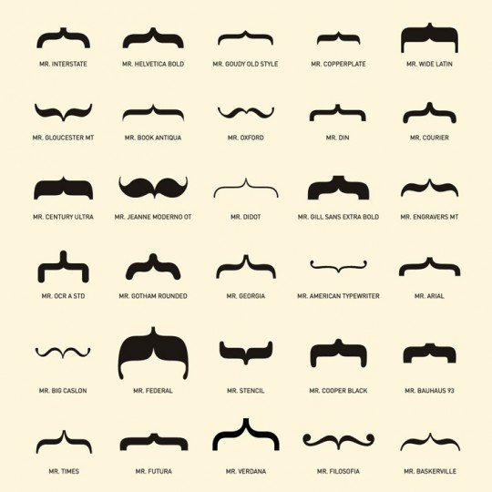 Poster de toutes le formes de moustaches