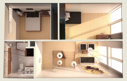Starter House plan en 3D de la maison 1er étage