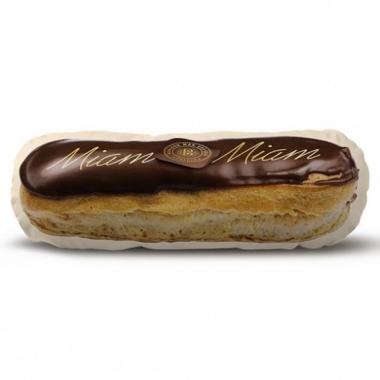 Coussin en forme d'éclair au chocolat Bonjour mon coussin