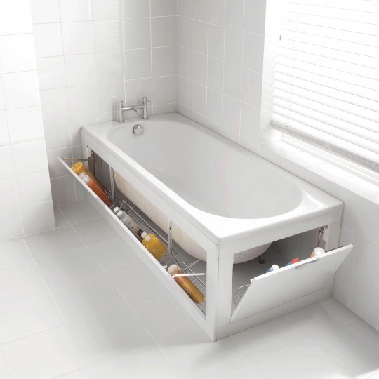 Tablier de baignoire mobile avec paniers de rangements