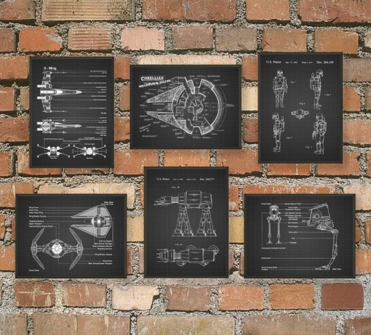 L'ultime Star Wars brevet mural Poster Art - version noir
