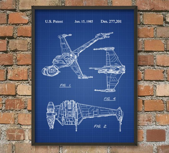 Poster Star Wars plan de vaisseau spatial
