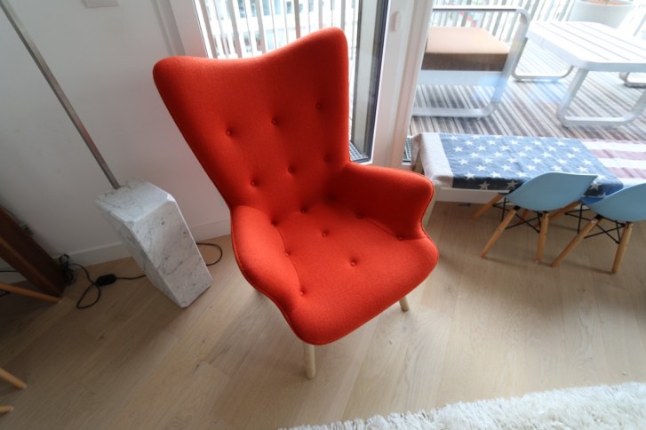 Fauteuil Contour R160 en tissu cachemire orange