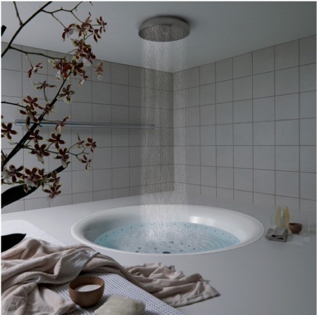 baignoire avec douche à  effet plui Geo 180