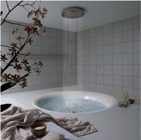 baignoire avec douche à effet plui Geo 180