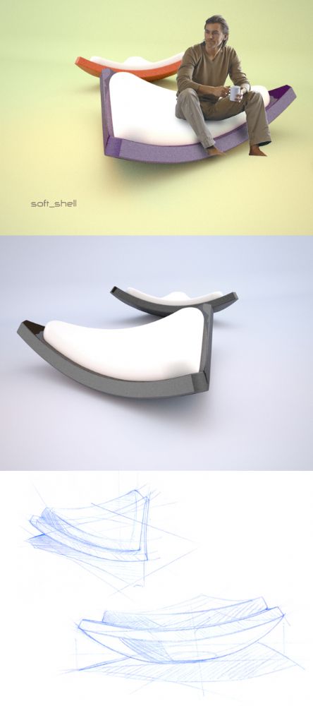 photo du concept de fauteuil rocking chair lounge Soft Shell