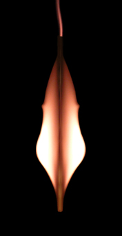 lampe design embrio en céramique allumée, vue de profil