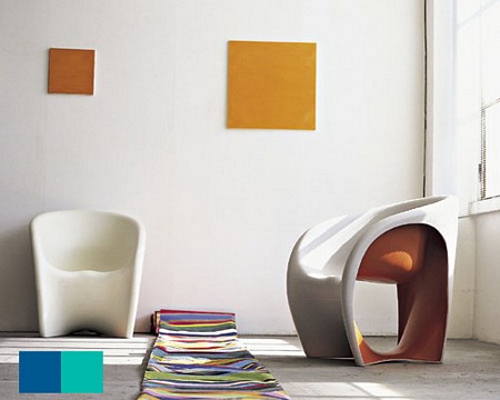 fauteuil design en plastique bicolore MT1 - Ron Arad