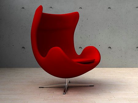 Fauteuil Egg chair rouge, design by Arne Jacobsen