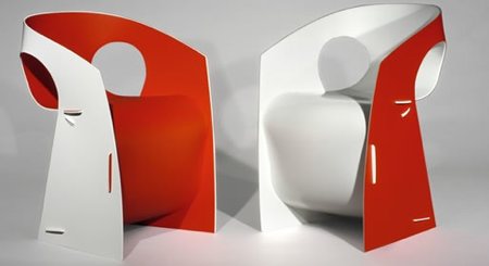 chaise en plastique i b pop chair rouge et blanche