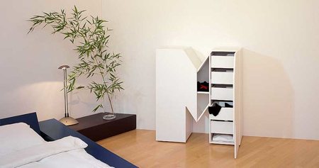 meuble en forme de lettre M avec rangement intégré - Set 26