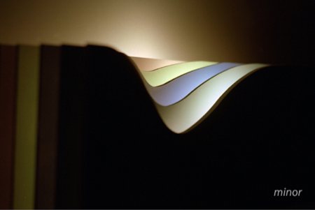 photo des plaques en plastique en forme de vague qui constituent le luminaire Futura