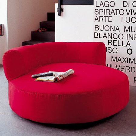 Photo pouf rond rouge Fly bowly