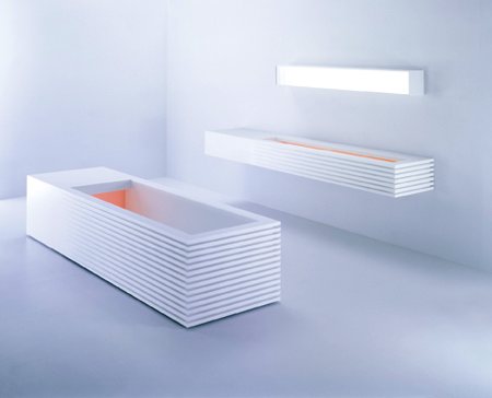 photo de la salle de bain à  commandes tacticles Line - LG hi macs