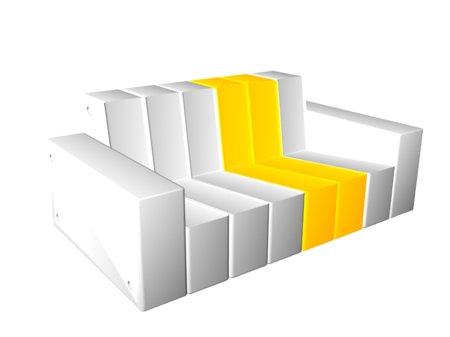canapé modulable en mousse et aluminium blanc et jaune