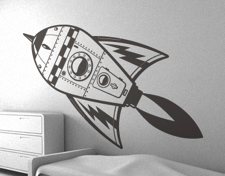 sticker mural pour enfant - fusée - E glue
