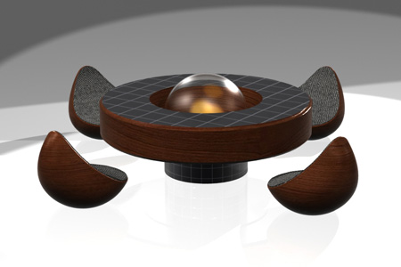 table basse design avec cheminée intégrée Orbital - Romain Roger