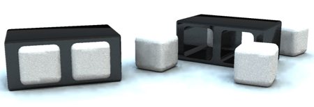 table basse noir avec pouf blanc carré