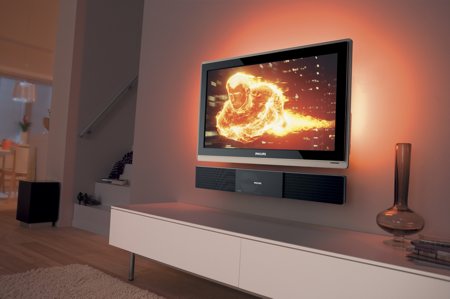 téléviseur philips Ambilight avec halo lumineux design