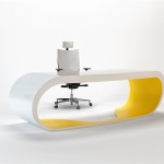 Goggle desk, bureau blanc et jaune