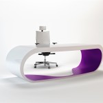 Goggle desk, bureau blanc et violet contemporain