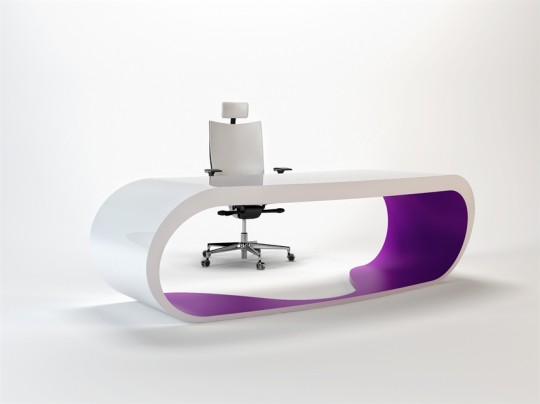 Goggle desk, bureau blanc et violet contemporain