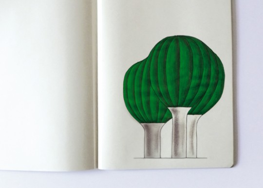 Croquis de designer - Lampe forêt illuminée par Ionna Vautrin