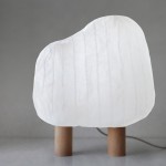 Lampe Ã  poser en bois et papier - Forêt illuminée