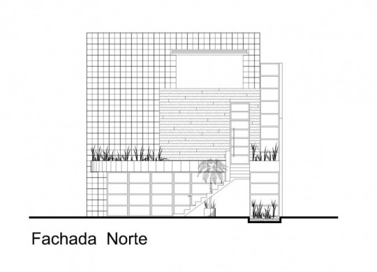 M house : plan de la façade nord