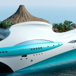 Yatch de luxe avec un volcan artificiel